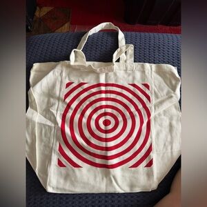 (2) Canvas Tote Bag with Red Target Graphic